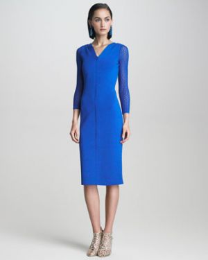 Oscar de la Renta Lace-Sleeve Dress - blue.jpg